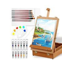 Без бренда «Набор подарочный «Две картинки» 27 предметов: этюдник 35 см из бука, краски акрил 12x12 мл, 2 холста 22x30 на мдф, 10 кистей, мастихин, палитра» в Якутске в интернет-магазине Без бренда «Набор подарочный «Две картинки» 27 предметов: этюдник 35 см из бука, краски акрил 12x12 мл, 2 холста 22x30 на мдф, 10 кистей, мастихин, палитра» в Якутске