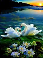 Без бренда «Пара белых лебедей на воде (20шт)» в Якутске