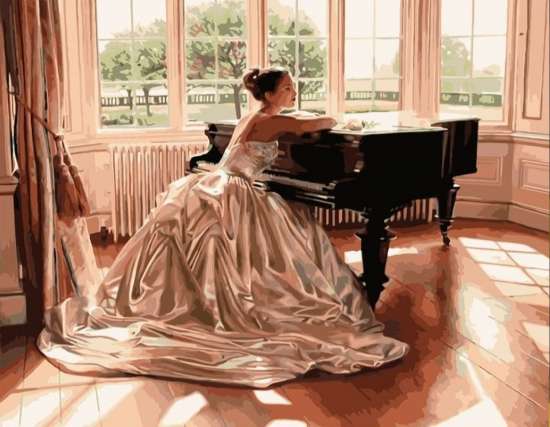Картина по номерам 40x50 Девушка в пышном платье за пианино