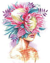 Без бренда «Портрет девушка с оригинальными цветами на голове» в Якутске