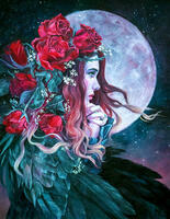 Без бренда «Девушка с розами в волосах на фоне луны» в Якутске в интернет-магазине Без бренда «Девушка с розами в волосах на фоне луны» в Якутске