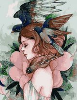 Без бренда «Девушка с большим цветком и птицы» в Якутске