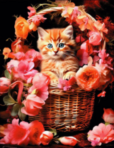 Без бренда «Рыжий котенок в корзине с цветами» в Якутске в интернет-магазине  Без бренда «Рыжий котенок в корзине с цветами» в Якутске