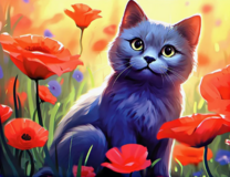 Без бренда «Серый котик и маки» в Якутске в интернет-магазине  Без бренда «Серый котик и маки» в Якутске