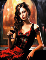 Без бренда «Обворожительная брюнетка с бокалом красного вина» в Якутске