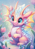 Милый розовый дракон