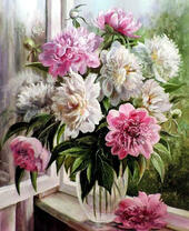 Без бренда «Пионы в прозрачной вазе у окна» в Якутске