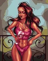 Без бренда «Девушка в нижнем белье с бокалом вина» в Якутске